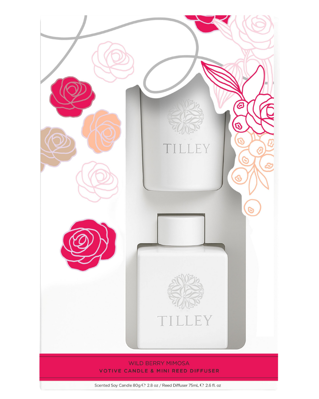 Wild Berry Mimosa Candle & Reed Set - 80g Candle, 75mL Reed Diffuser