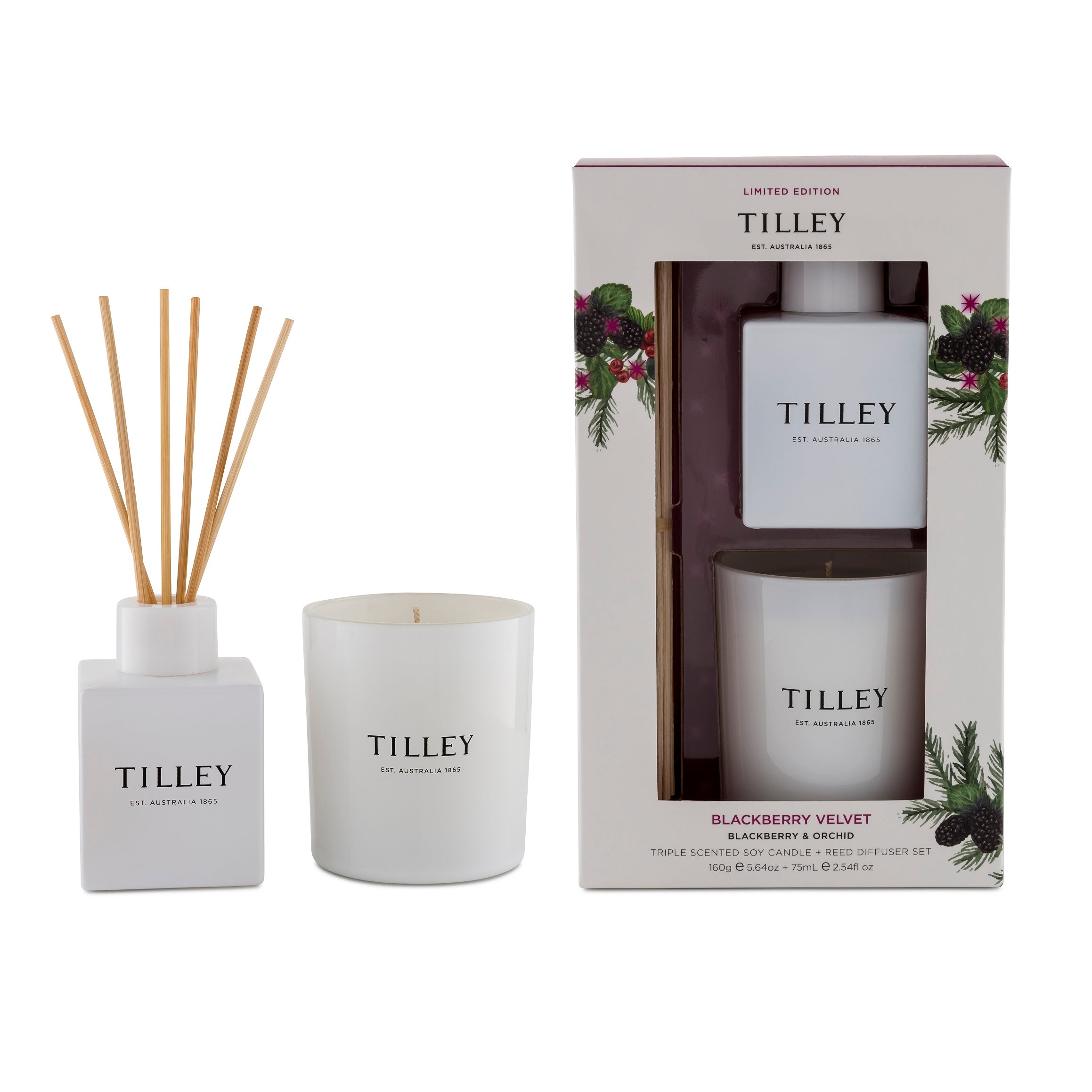 Blackberry Velvet Candle & Reed Gift Set