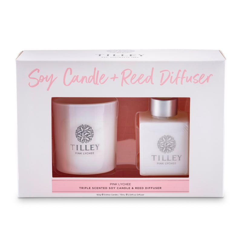 Pink Lychee 160g Candle & 75mL Reed Diffuser Gift Pack